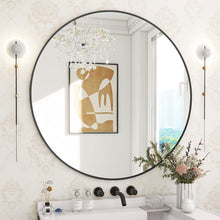 Load image into Gallery viewer, Wall-Mounted 30 Inch Round Mirror with Crystal Clear Reflection - Black Frame