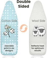 Load image into Gallery viewer, Aqua Blue &amp; Cream Wool Ironing Board Cover - Non-Slip &amp; Adjustable Design