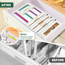 Load image into Gallery viewer, Space-Saving Bamboo Baggie &amp; Wrap Organizer with Slide Cutter for Neat Drawers