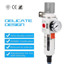 Load image into Gallery viewer, 5 Micron Brass Air Filter &amp; Regulator Combo with Auto Drain and 0-150 psi Gauge