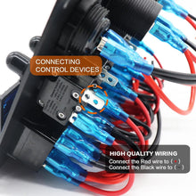Load image into Gallery viewer, Manual 6 Switch Panel with Cigarette Lighter and Blue Digital Voltmeter Upgrade