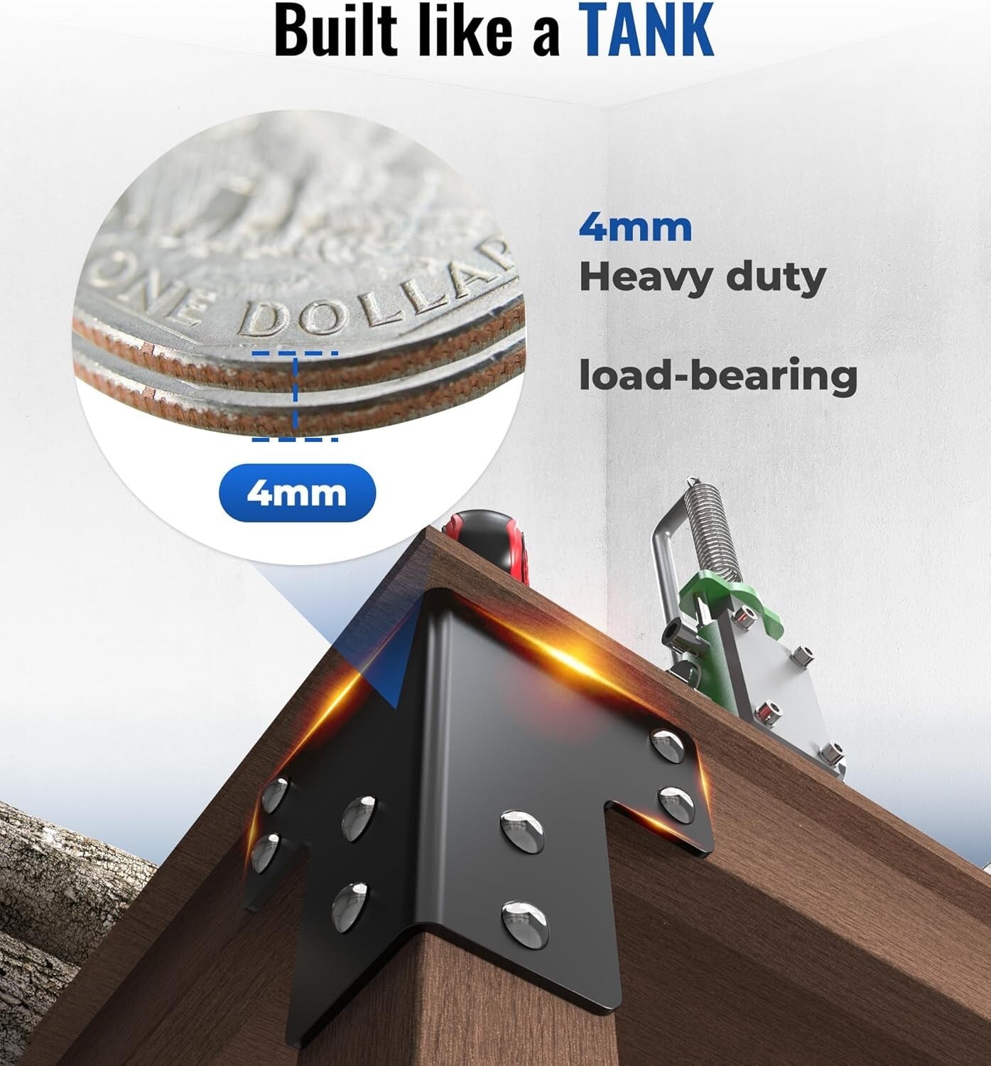 Black Coated 8pcs Heavy-Duty Brackets - Essential for Sturdy Workbench Setup