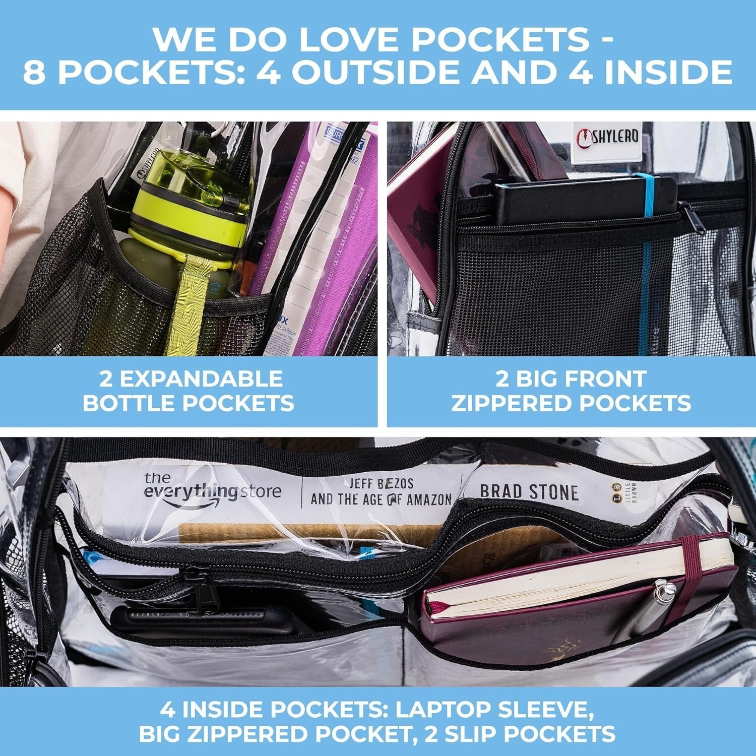 Extra-Large Clear Backpack with TSA Lock & 32L Capacity - Heavy Duty and Stylish