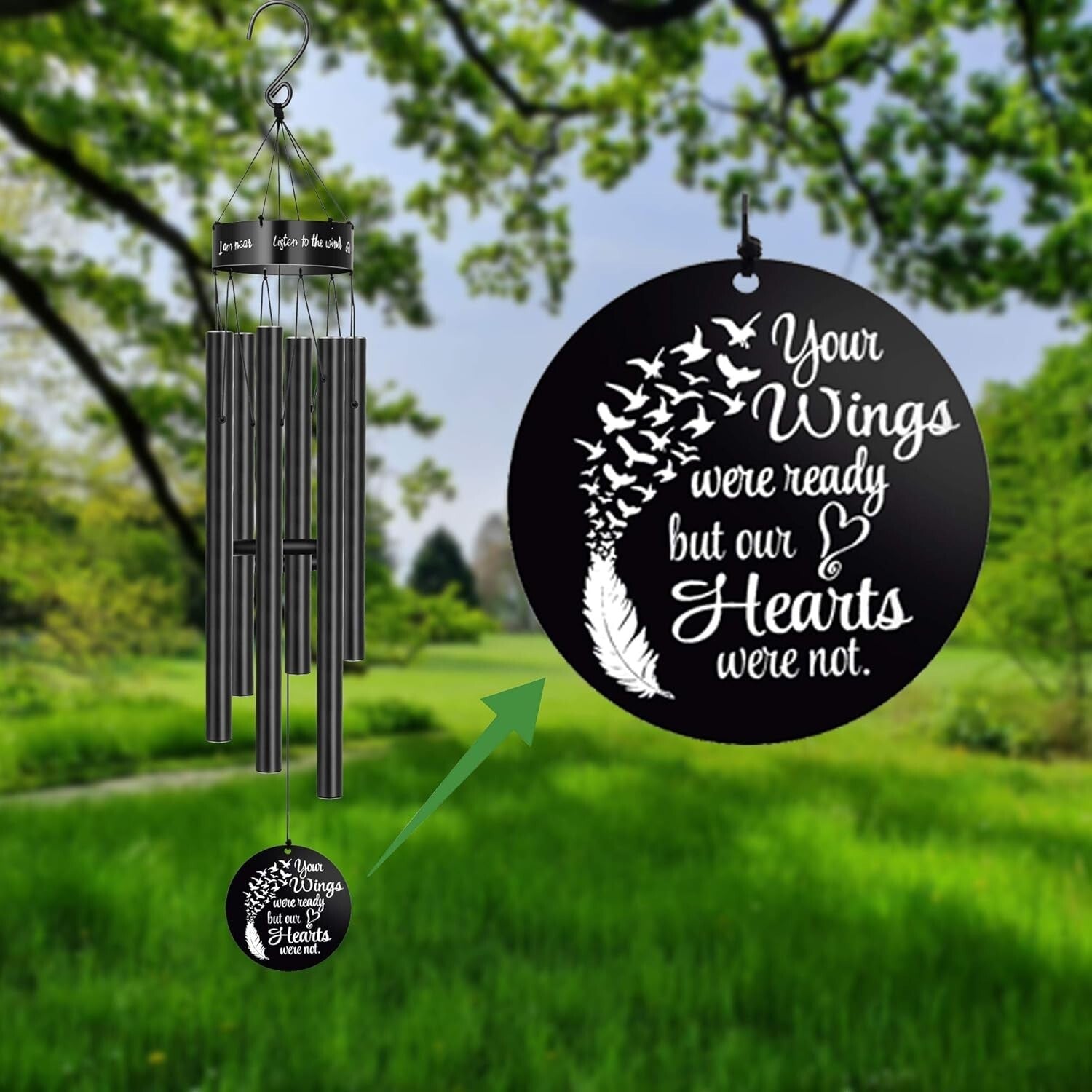 Durable 30-Inch Aluminum Wind Chimes - Meaningful Memorial Gift for Moms, Dads