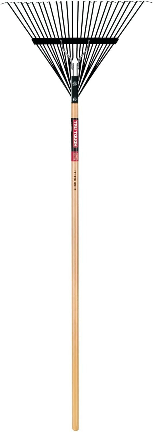 Efficient Garden Leaf Rake - 24-Inch Steel Head with Comfortable 54-Inch Handle