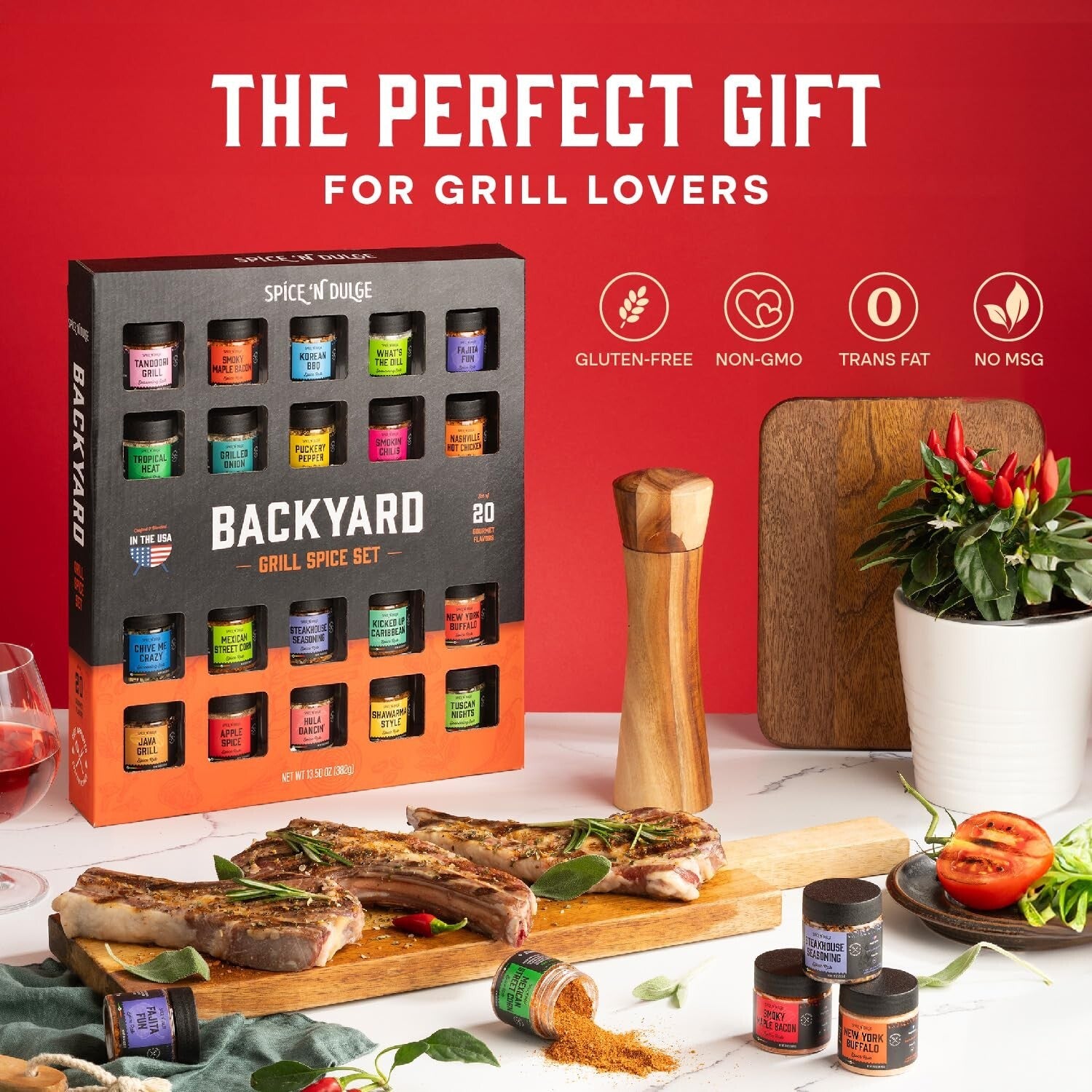 20 Bold Grill Spices & Seasonings - Unique BBQ Flavor Gift Set for All Levels