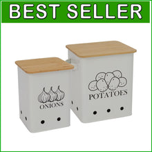 Load image into Gallery viewer, Stylish Metal Vegetable Storage Tins Set for Potatoes &amp; Garlic - Rustic Charm