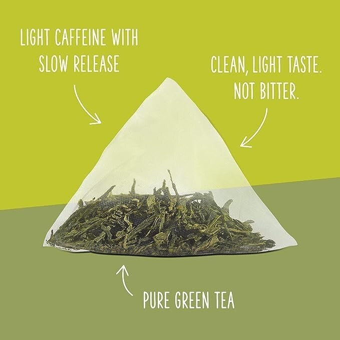 100 Count Pyramid Sachets of Whole Leaf Organic Green Tea - Light & Sweet Flavor