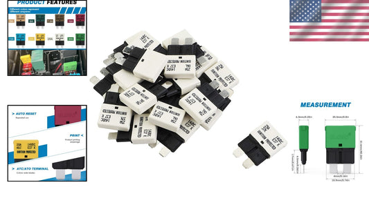 20 Pack of 25A Low Profile ATO/ATC Auto Reset Circuit Breakers for Convenience