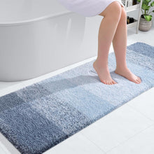 Load image into Gallery viewer, Extra Soft 59x20 Blue Bath Mat with Non-Slip Rubber Backing for Bathroom Safety