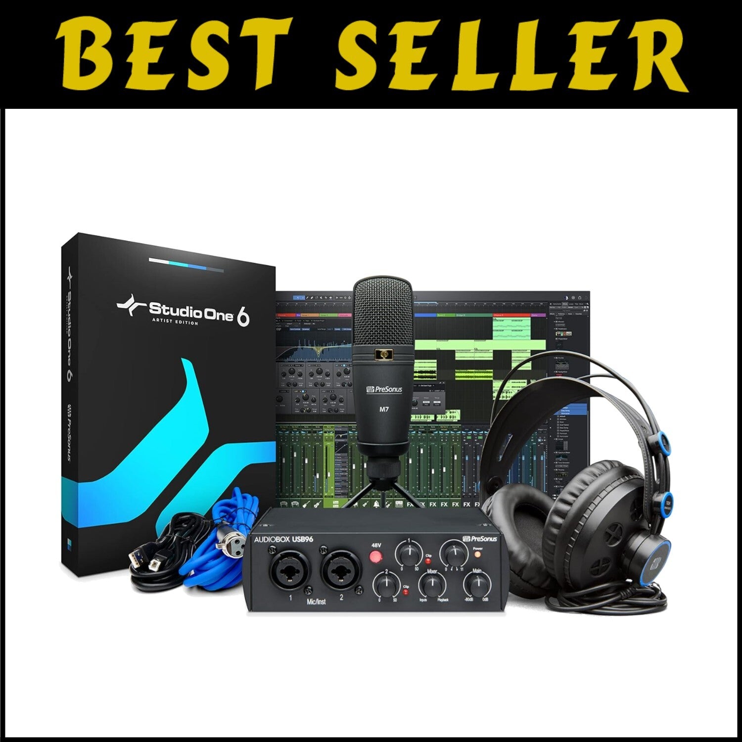 AudioBox 96 25th Anniversary Studio Bundle: Condenser Mic & Headphones Included