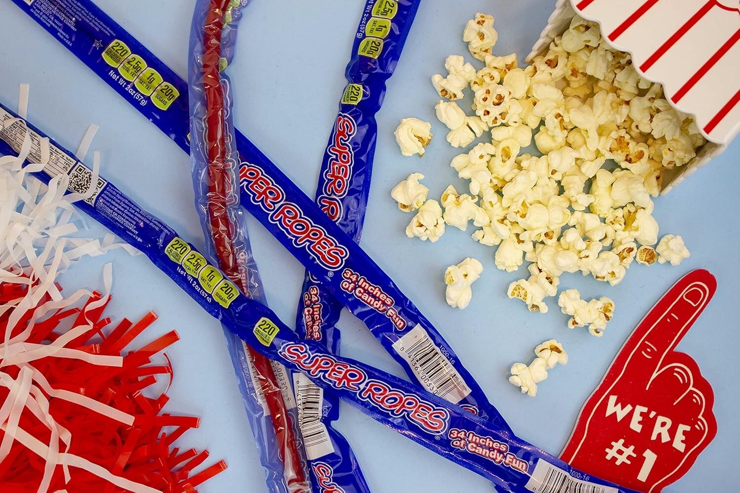 Classic Red Licorice Super Ropes, 34" Individually Wrapped Candy - 60 Pack
