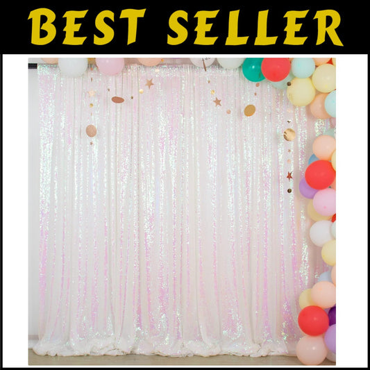 Iridescent White Sequin Backdrop 10FTx10FT – Perfect for Elegant Photoshoots