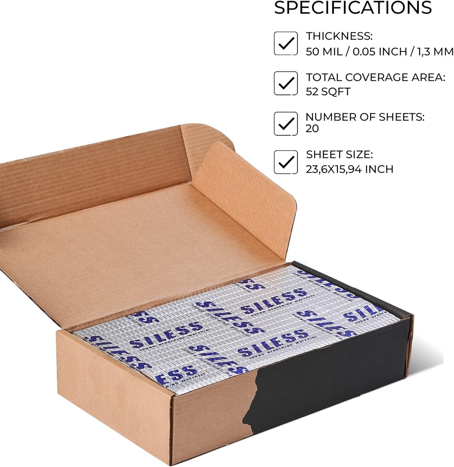 Cost-Effective Butyl Sound Deadener - 50 Mil 52 Sqft for Ultimate Noise Control