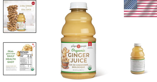 Premium Quality Organic Ginger Juice - 12 Count of 32 Fl Oz for Daily Wellness