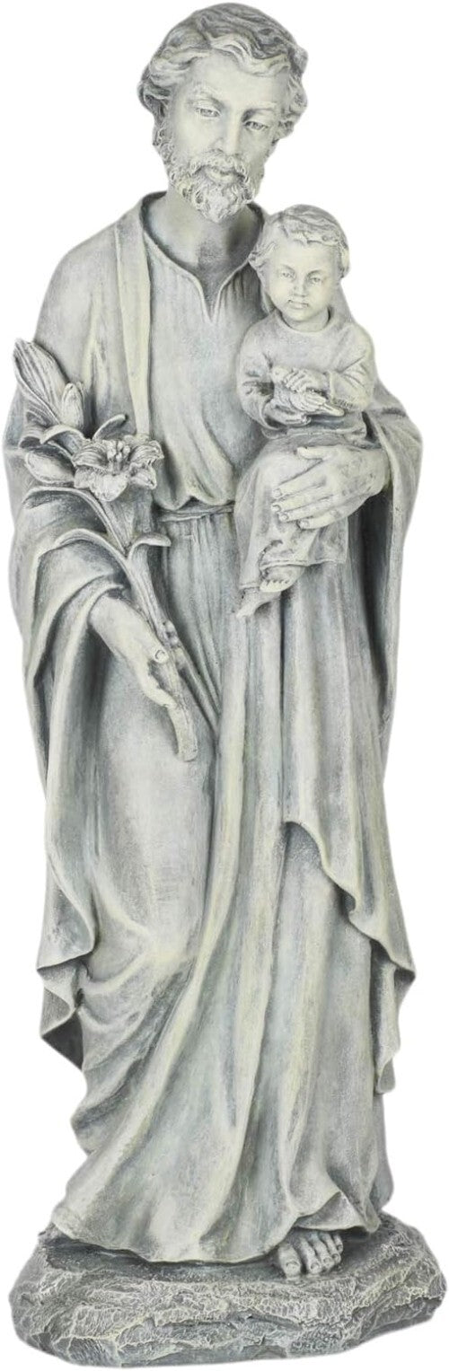 Intricately Crafted 20" St. Joseph and Child Garden Statue for Religious Spaces