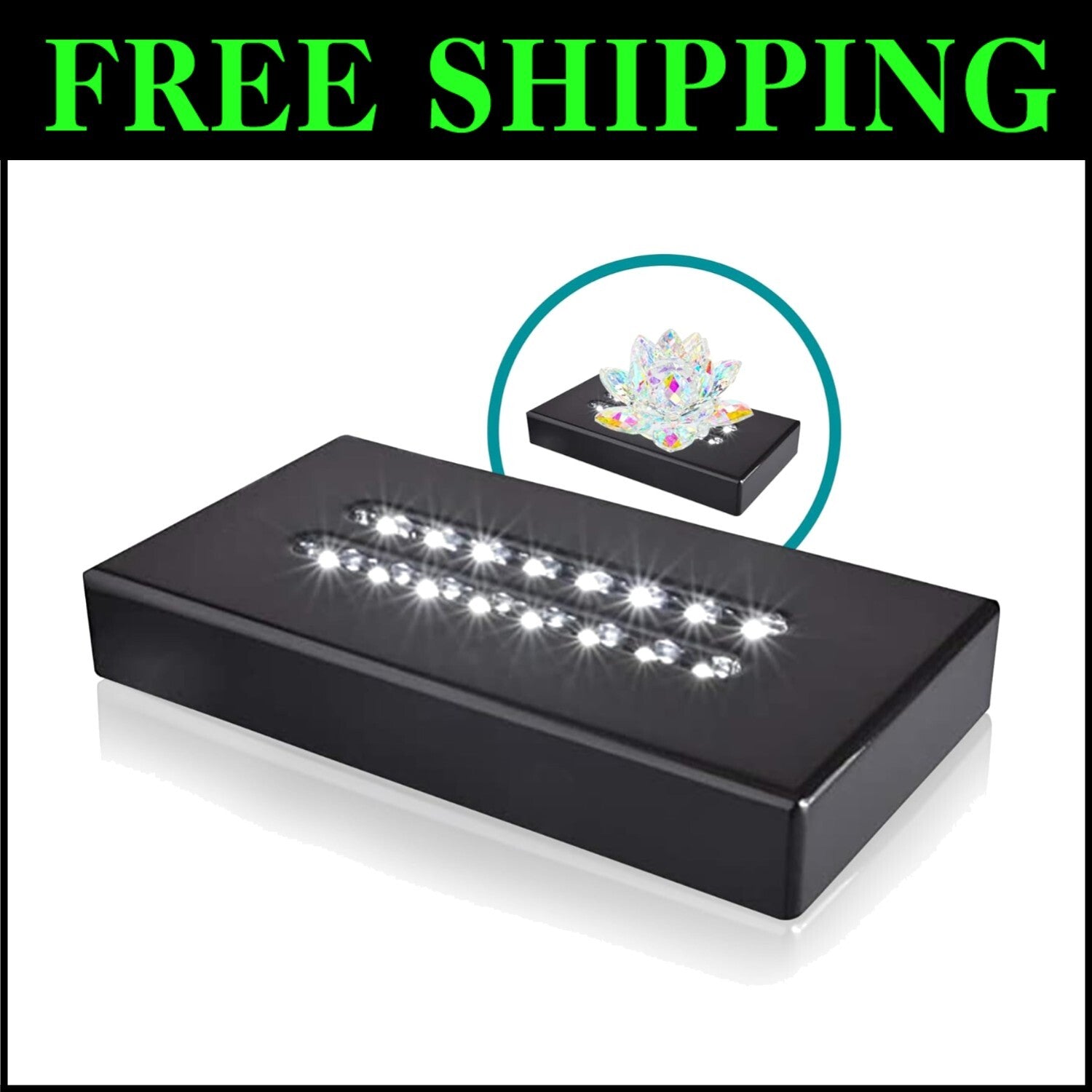 Sleek 16 LED Lighted Display Base for Showcasing Glass & Acrylic Collectibles