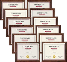 Load image into Gallery viewer, Rustic 8.5x11 Frames Set of 12 - Lightweight Decorative Document Display