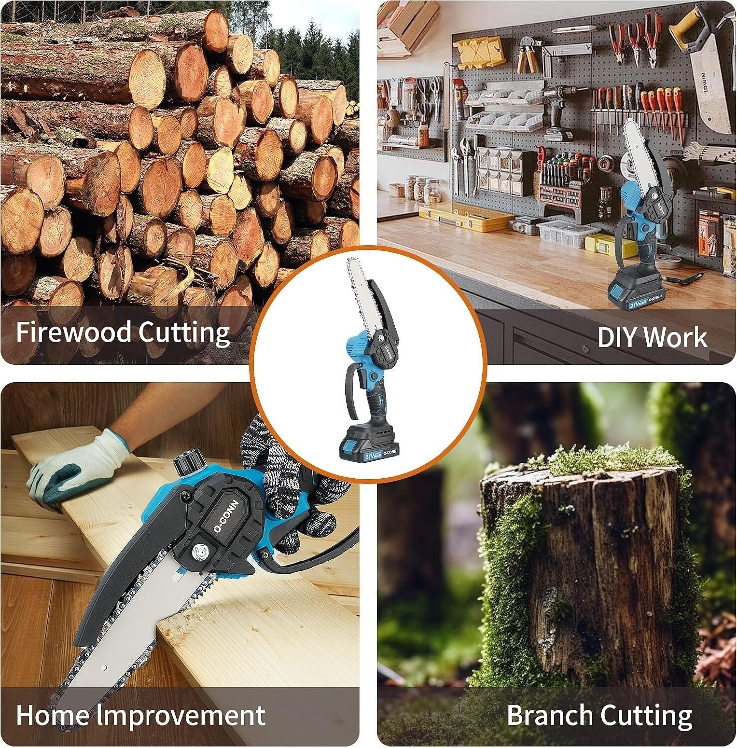 Powerful 6 Inch Cordless Mini Chainsaw with Auto Lubrication & Protection