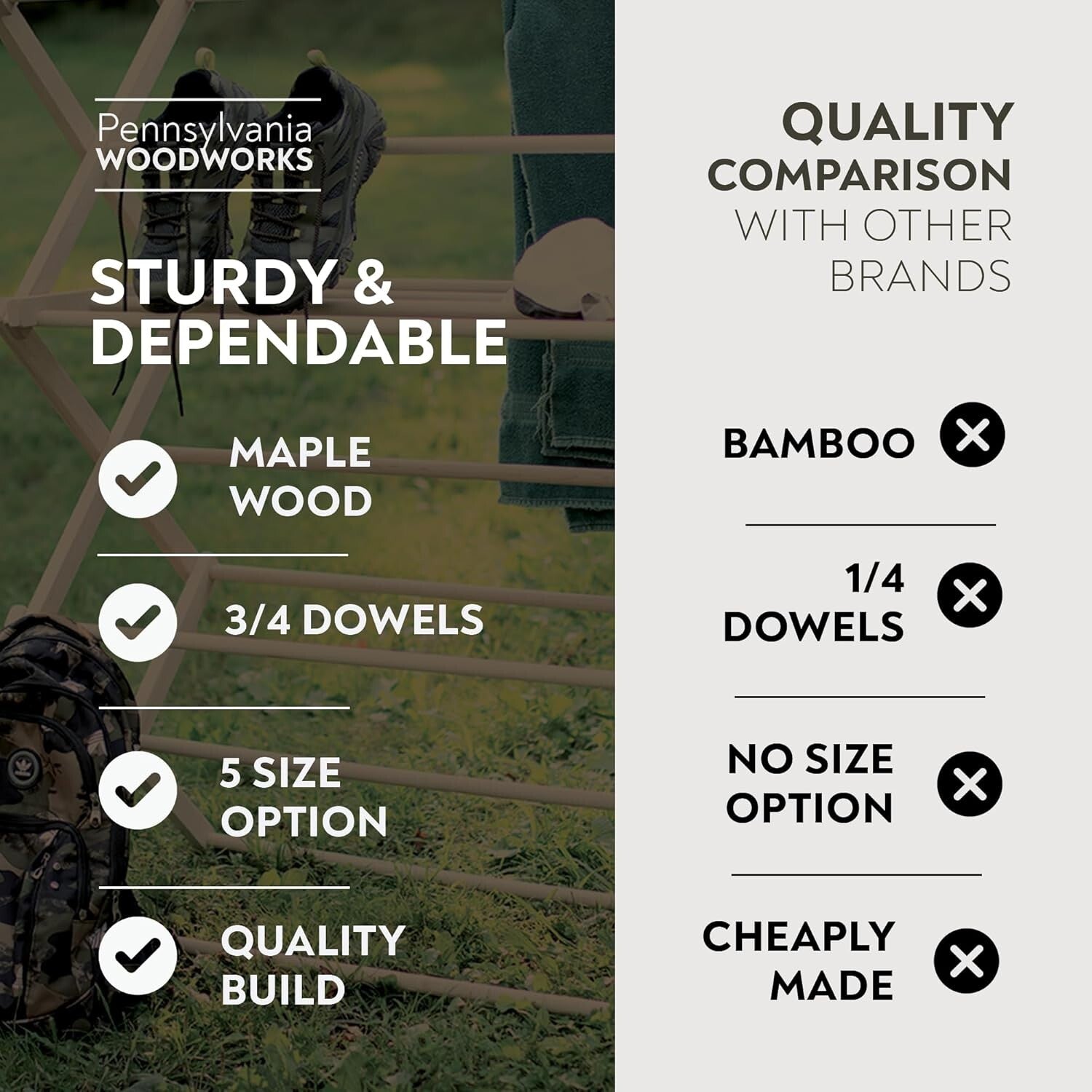 Furniture-Grade Folding Drying Rack - 47 Feet of Space for Bulky Laundry