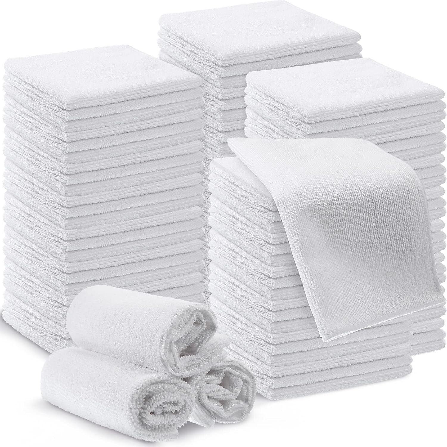 Bulk 200 Microfiber Cleaning Cloths, Lint-Free, 12x12 Inches for All Surfaces