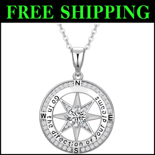 Elegant 18K Gold Filled Compass Necklace - Perfect Graduation Gift for Women