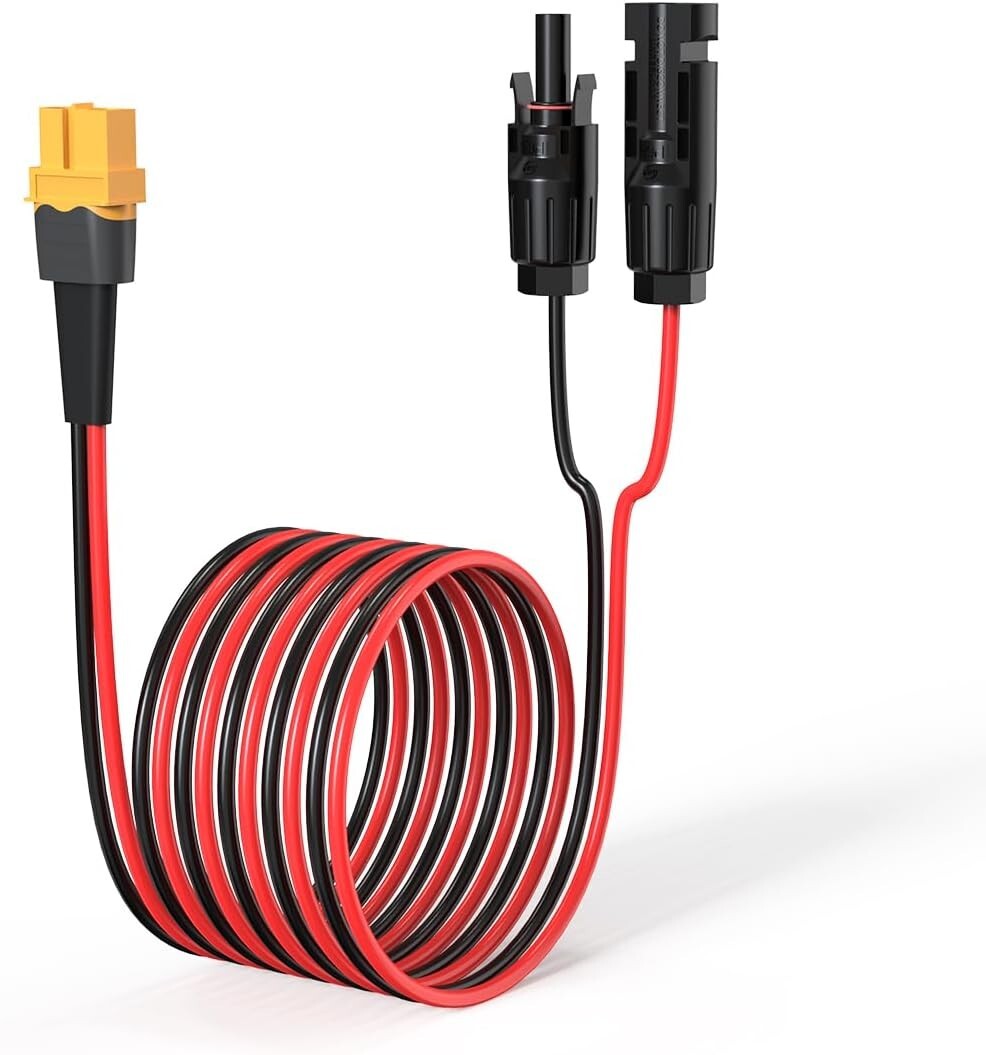 50FT XT60 Solar Extension Cable - Tinned Copper, Versatile for Power Stations