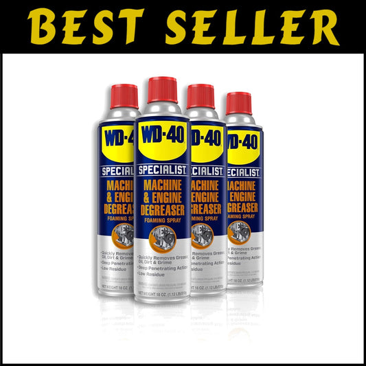 18 OZ Heavy-Duty Foaming Degreaser Spray [4-Pack] - Engine & Machinery Cleaner