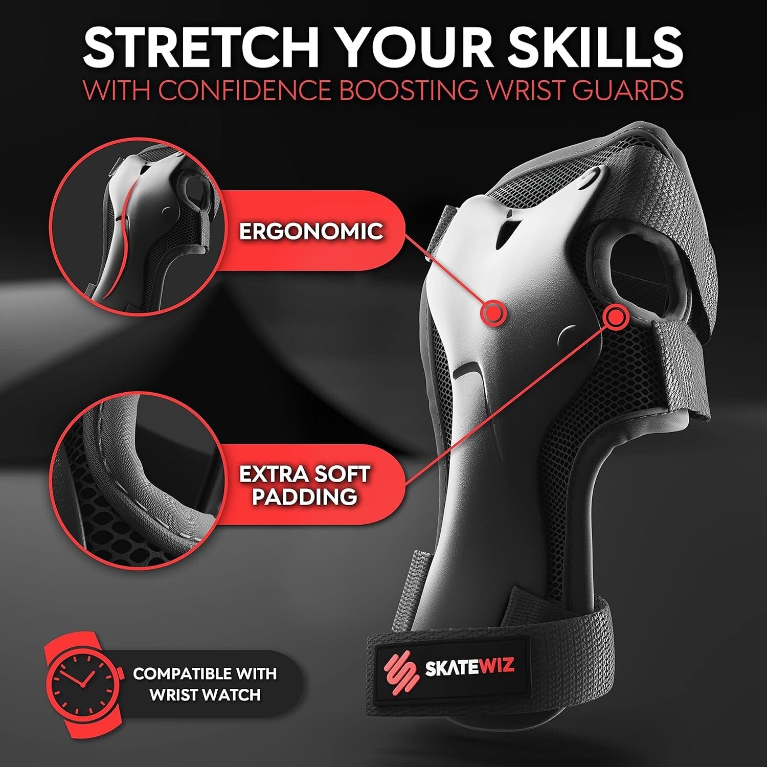 Ergonomic Knee, Elbow Pads & Wrist Guards - Breathable Protection for Skating