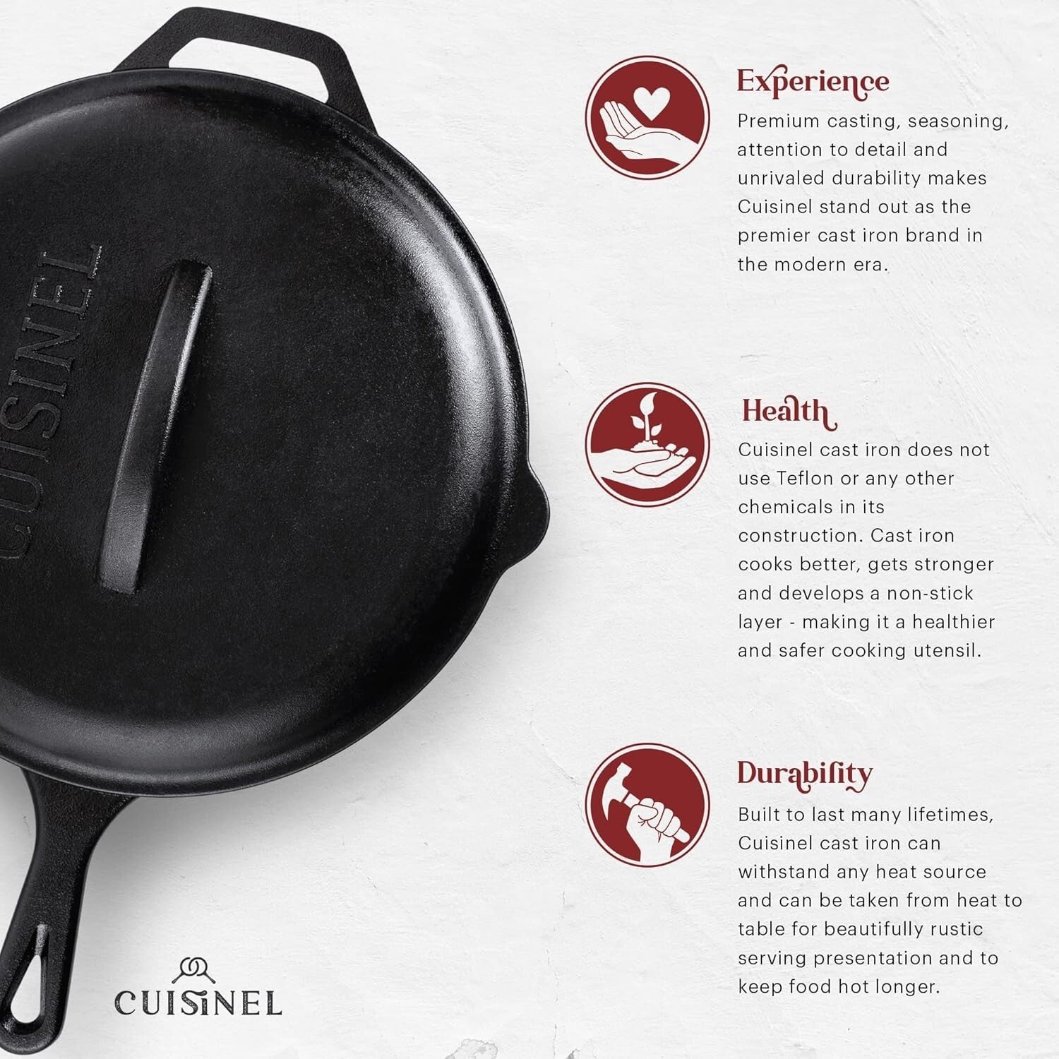 12-Inch Pre-Seasoned Cast Iron Skillet with Lid - Versatile Cooking Companion