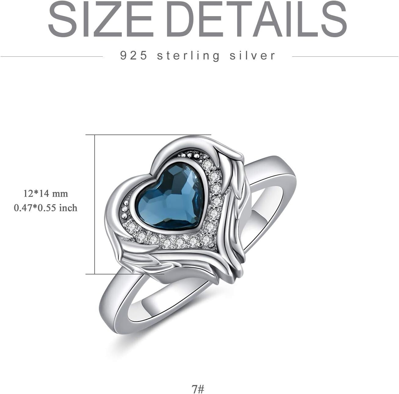 925 Sterling Silver Heart Urn Ring with Blue Crystals - Keepsake for Loved Ones