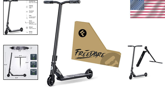 Durable Aluminum Trick Scooter for Beginners & Intermediate Riders - Black