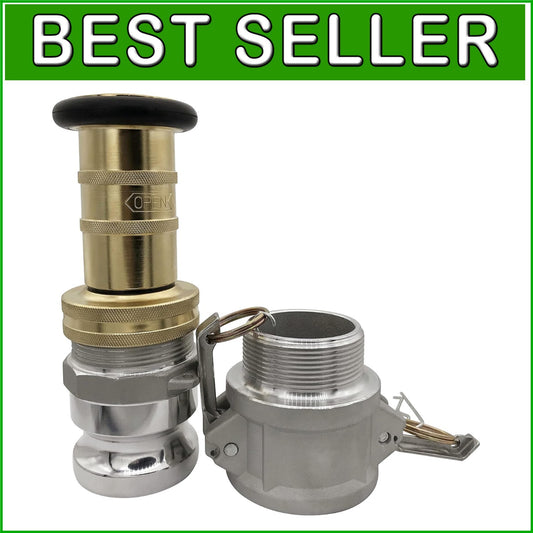 Industrial 2" NPSH Brass Fire Nozzle with Adjustable Spray and Camlock Fittings