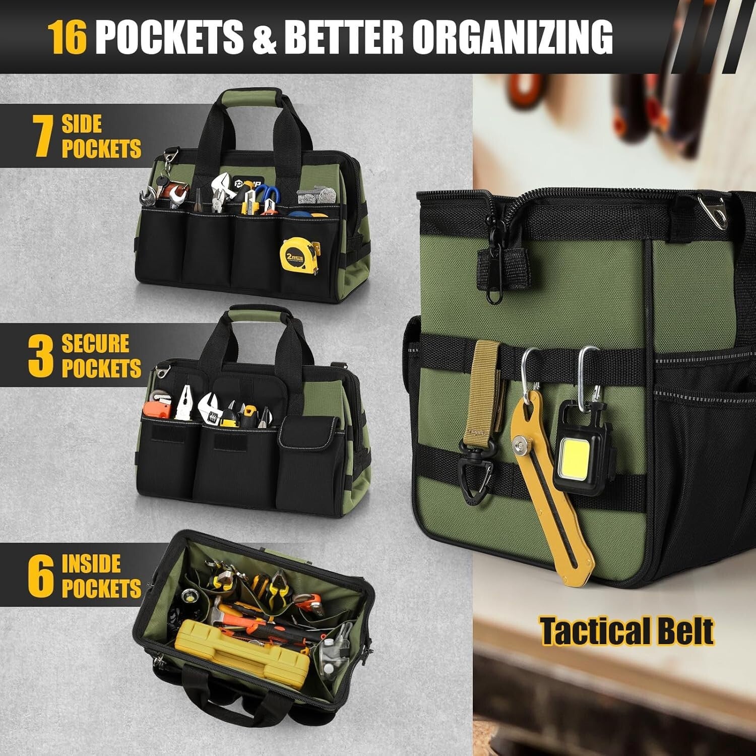 Durable 15-Inch Tool Bag with Adjustable Shoulder Strap - Ideal for Mechanics