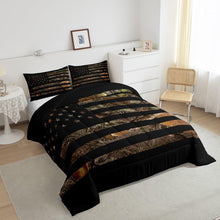 Load image into Gallery viewer, Rustic Camouflage Quilt Set - American Flag Design for Teen and Kids Bedroom