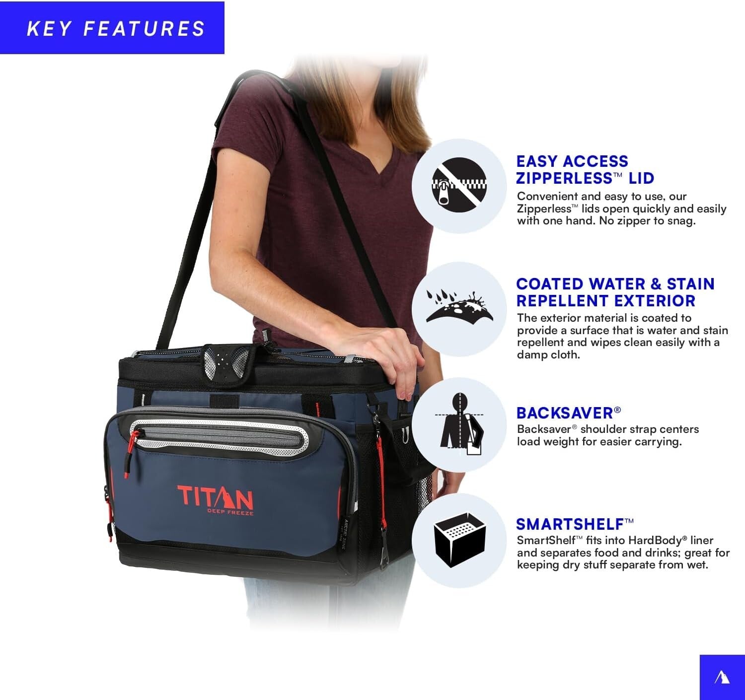 Deep Freeze Zipperless HardBody Cooler with SmartShelf - Perfect for Beach Trips