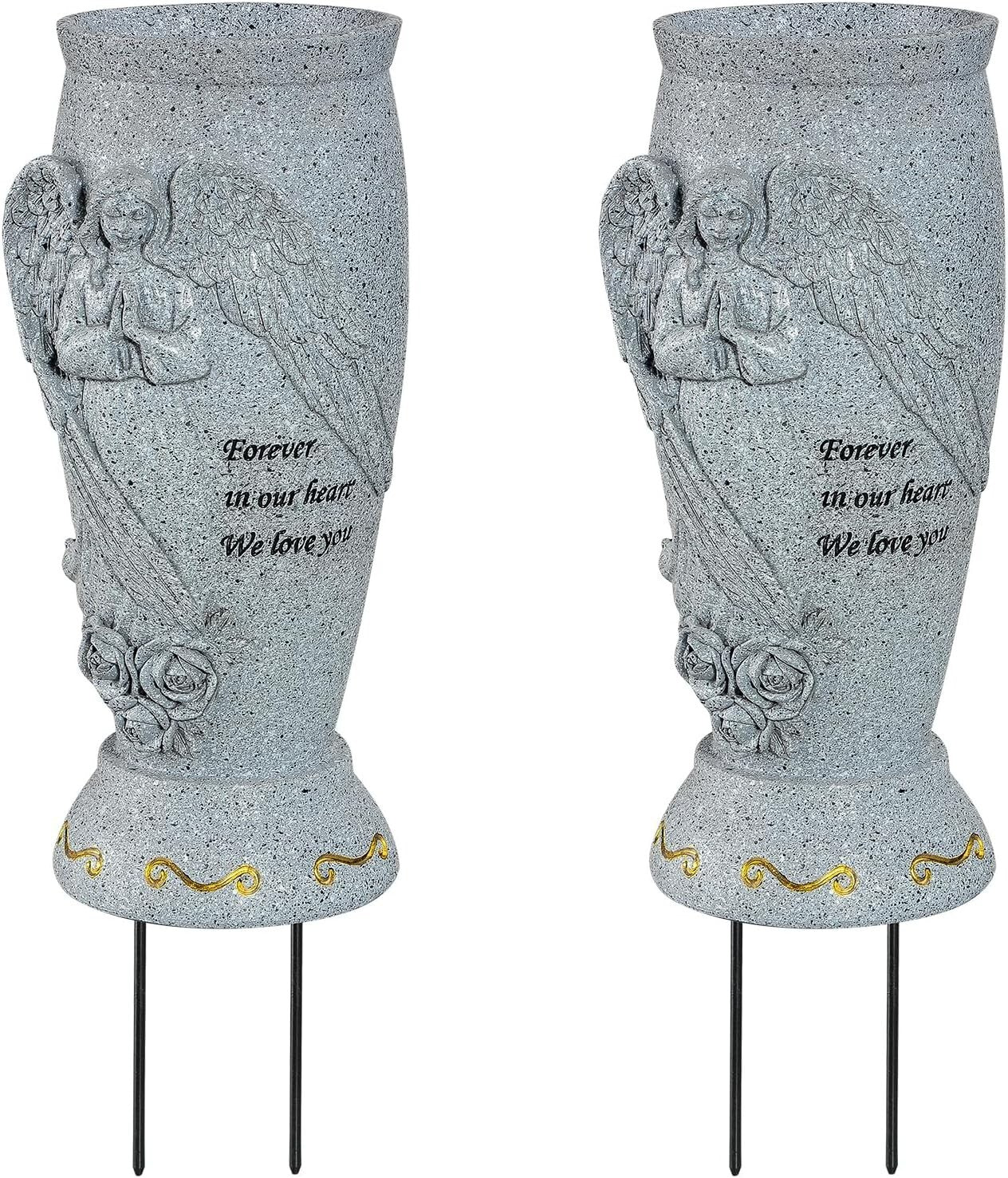 Resin Cemetery Vase with Sentimental Engraving - Ideal for Bouquets & Memorials