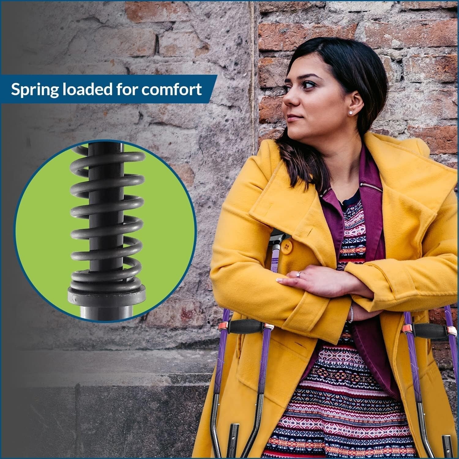 Ultra Lightweight Spring-Loaded Crutches for Fashionable Mobility - 4'7" to 6'6"