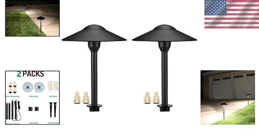 Elegant 12V LED Pathway Lights - Durable Waterproof Landscape Lighting 2-Pack