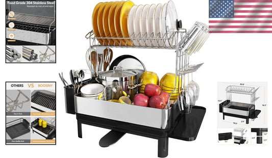 Extra Large Dish Drying Rack With Drainboard - Ideal for Families & Kitchen Use