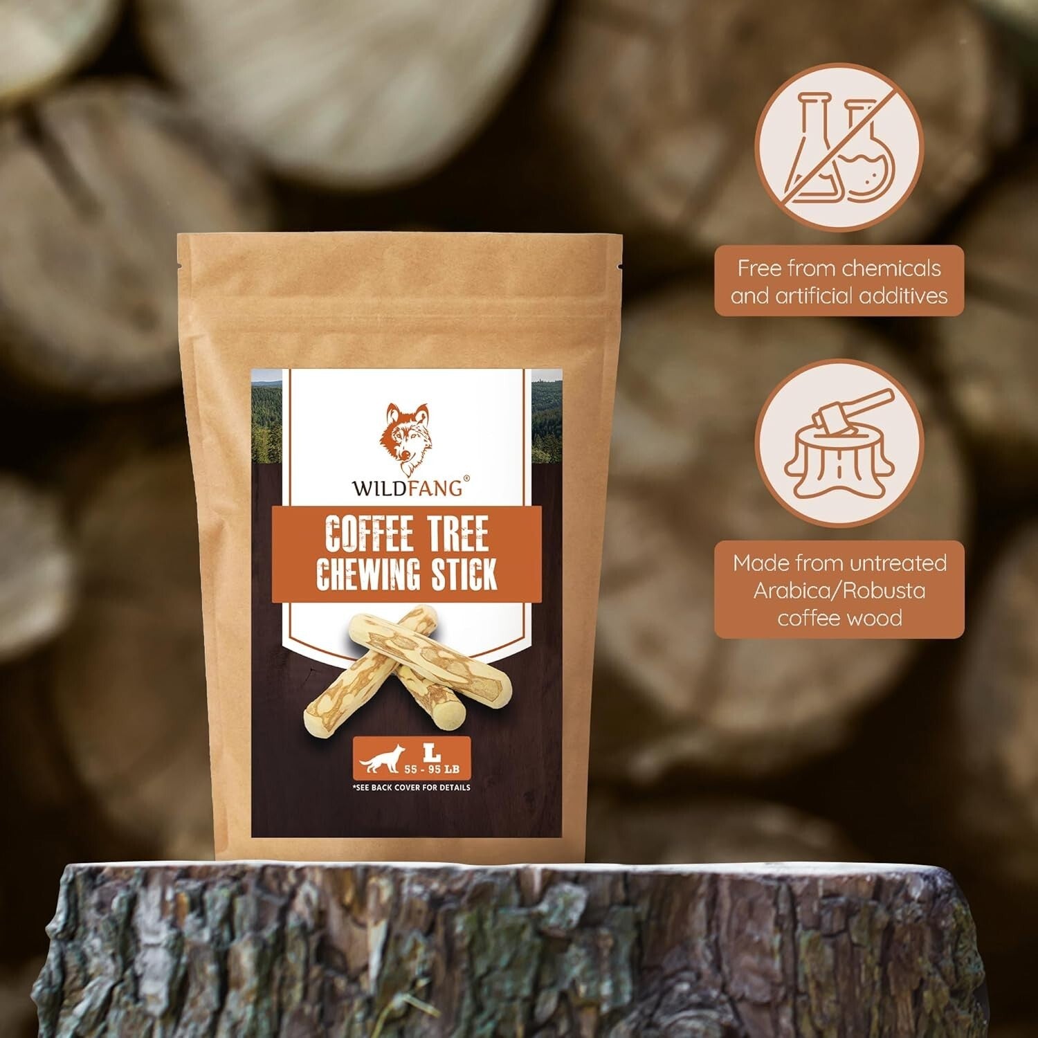 All-Natural Coffee Wood Chewing Toy Set of 3 - Promotes Healthy Chewing Habits