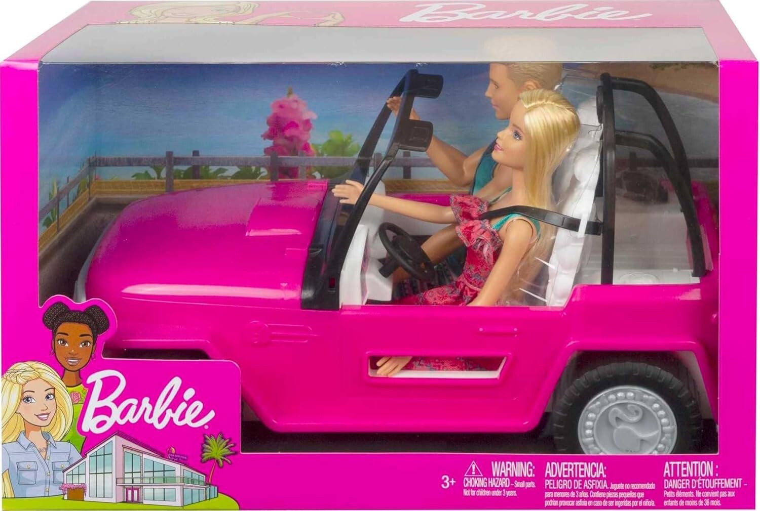 Pink 2-Seater Beach Cruiser Toy with Barbie & Ken Dolls - Imagination Awaits