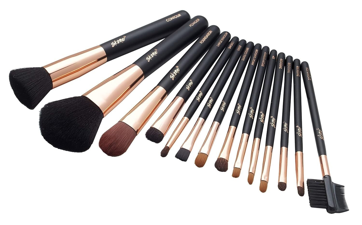 Cruelty-Free Luxury Makeup Brush Set - 14 Essential Brushes for Professional Use