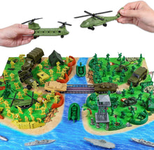 Load image into Gallery viewer, Complete Military Toy Set - 124 Plastic Army Men, Tanks &amp; Helicopters for Kids