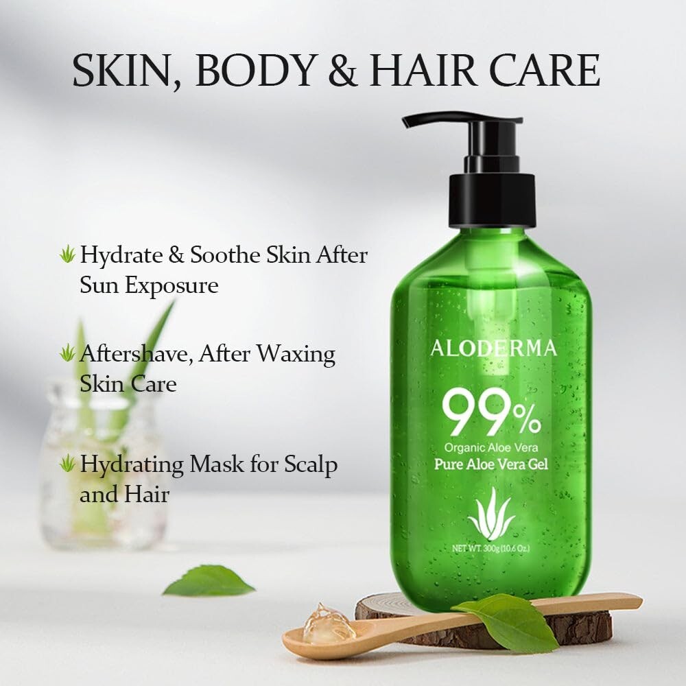Hydrating Aloe Vera Gel for Face & Body - 99% Organic, Lightweight, Eco-Friendly