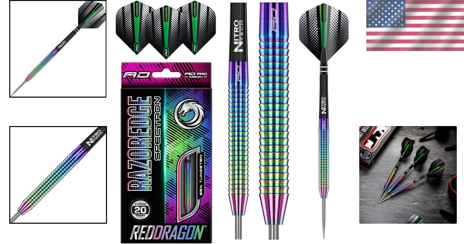 High-Performance 85% Tungsten Darts with Flights & Shafts - Multi-Coloured Style