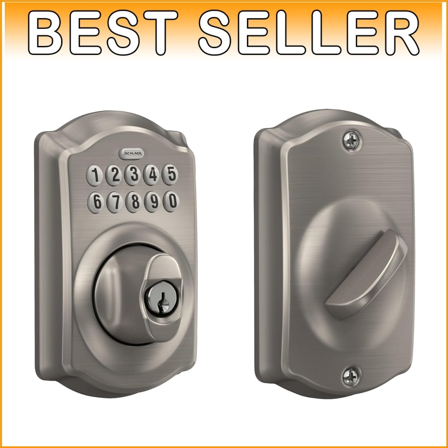 BE365 V CAM 619 Keyless Electronic Entry Lock in Satin Nickel for Home Security