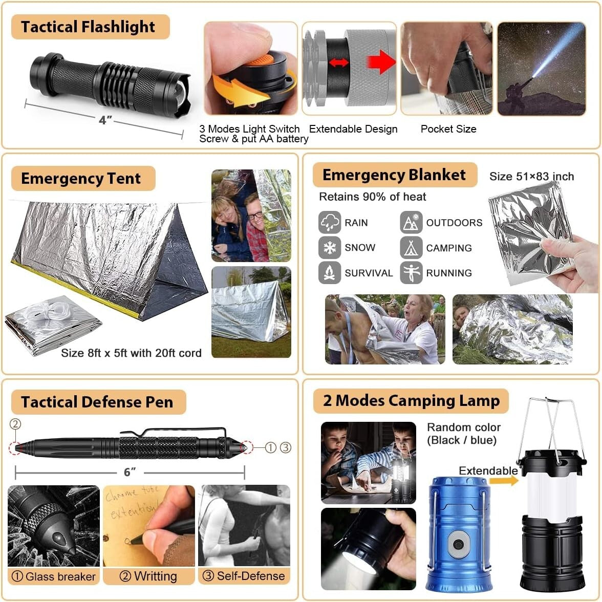Ultimate 250 Piece Survival Kit with First Aid & Emergency Tent for Outdoorsmen