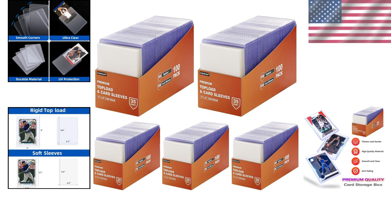 500 Hard Plastic & 500 Soft Card Sleeves - Clear Protectors for Every Card