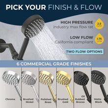 Load image into Gallery viewer, 6ft Flexible Shower Hose with Matte Black Metal Shower Head - High Performance